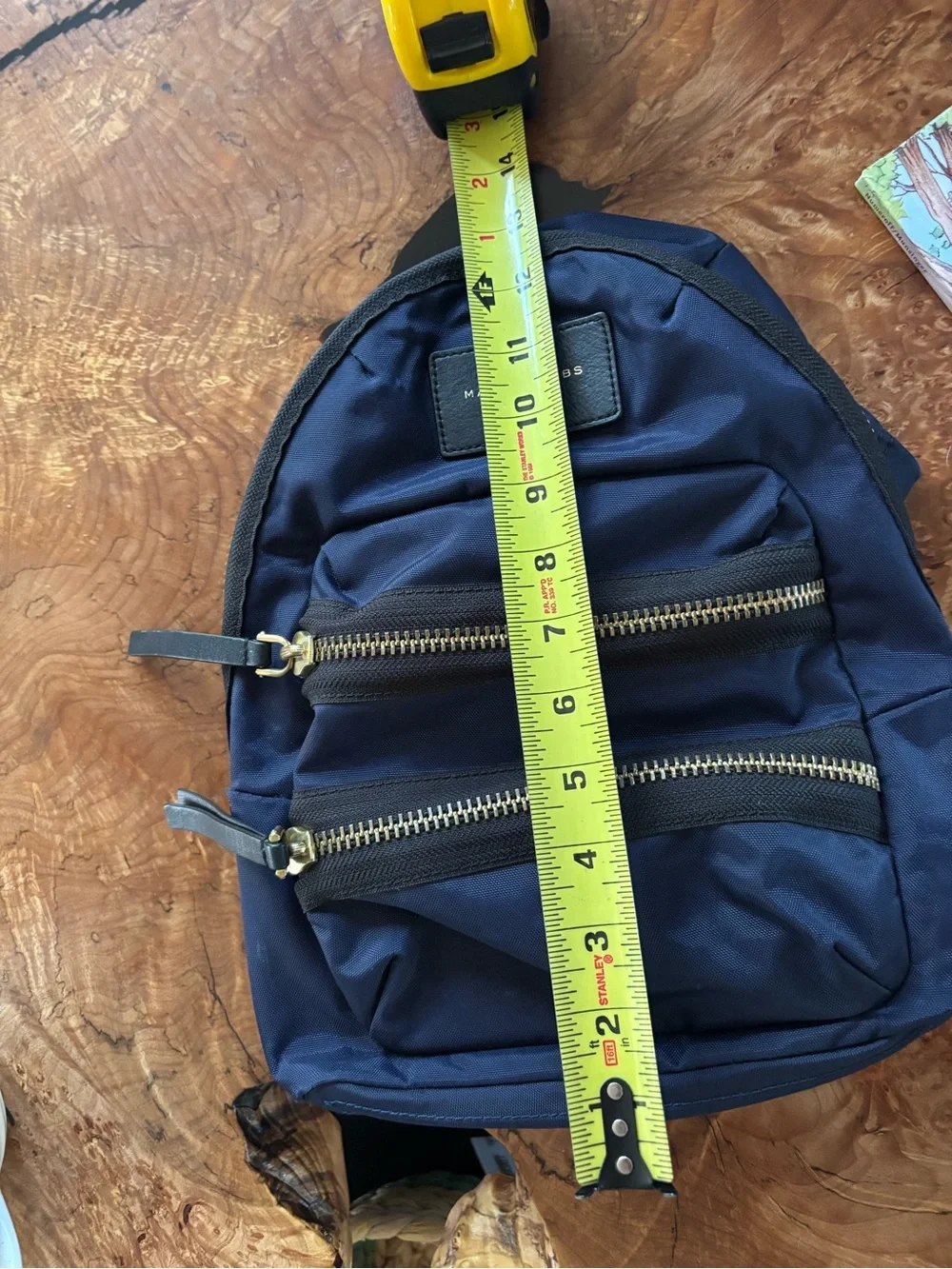 Marc Jacobs Navy Nylon Medium Backpack with Gold Hardware